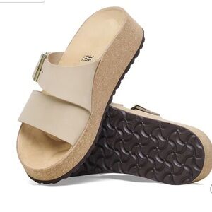 Papillio by Birkenstock Almina Tan Leather Slide Sandals Women’s Size 38